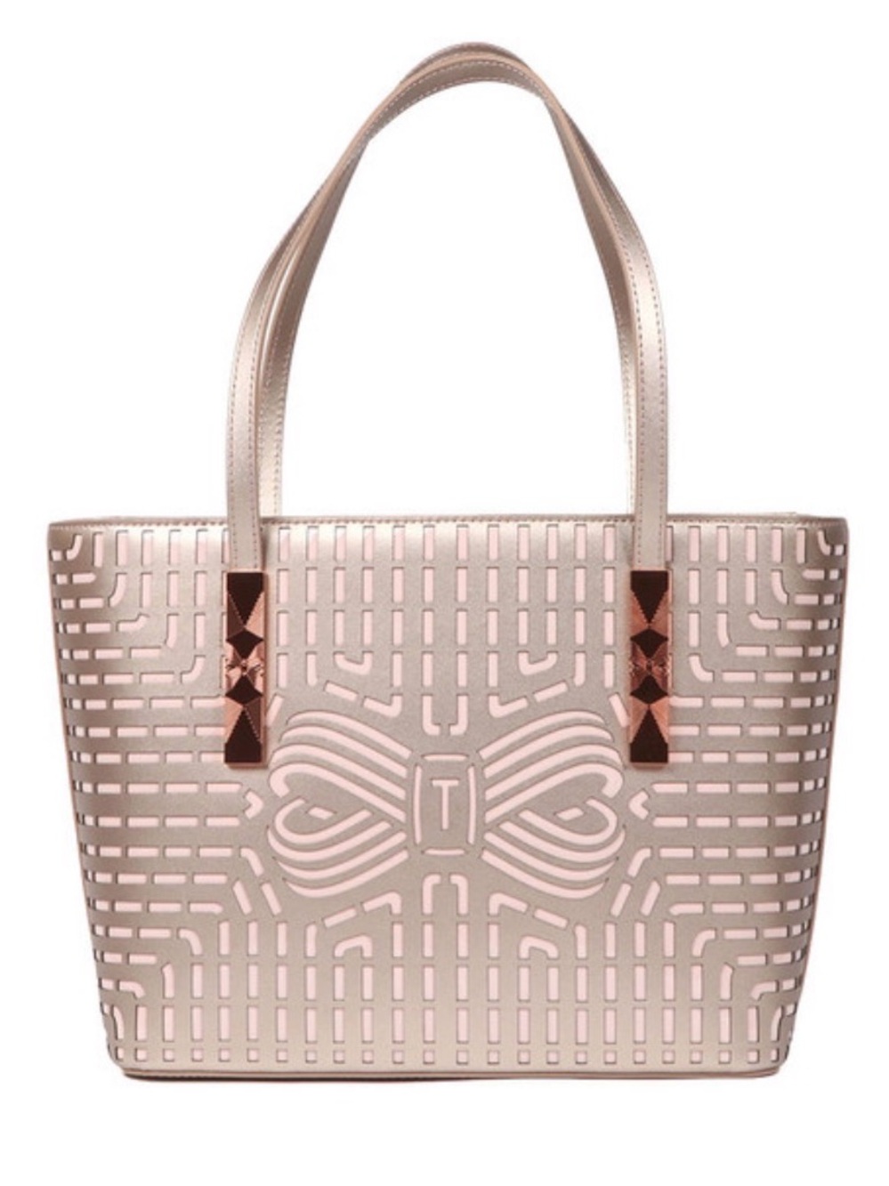 Ted Baker Rose Gold Laser-Cut Tote with Matching Pouch - Picture 3 of 3